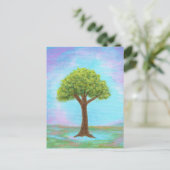 Happy Little Tree Whimsical Landscape Blue Briefkaart (Staand voorkant)