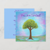 Happy Little Tree Whimsical Landscape Blue Kaart (Voorkant / Achterkant)