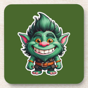 Happy Little Troll Chibi illustratie Bier Onderzetter