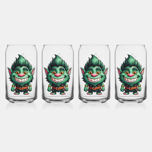 Happy Little Troll Chibi illustratie Blikvorm Glas (Voorkant)