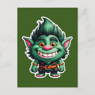 Happy Little Troll Chibi illustratie Briefkaart