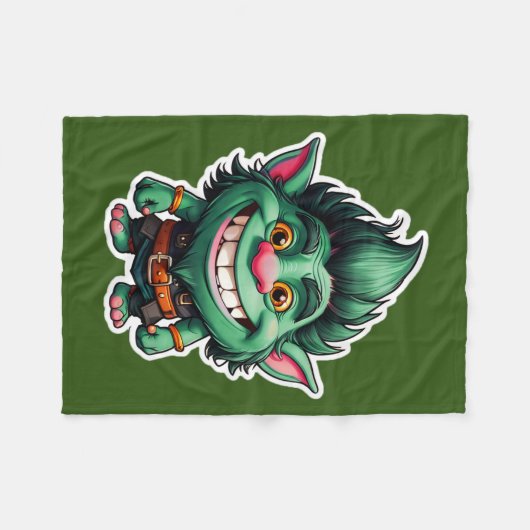 Happy Little Troll Chibi illustratie Fleece Deken (Voorkant (Horizontaal))