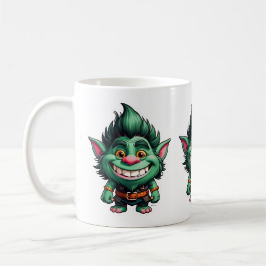 Happy Little Troll Chibi illustratie Koffiemok (Links)