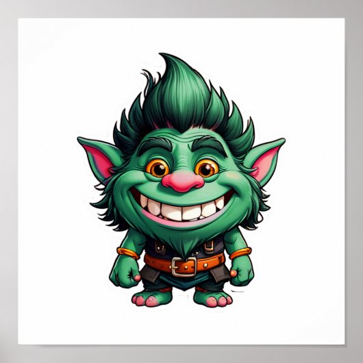 Happy Little Troll Chibi illustratie Poster (Voorkant)