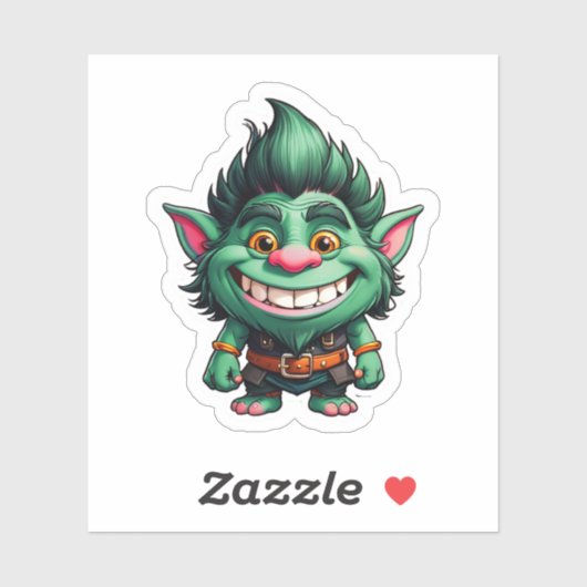 Happy Little Troll Chibi illustratie Sticker (Vel)