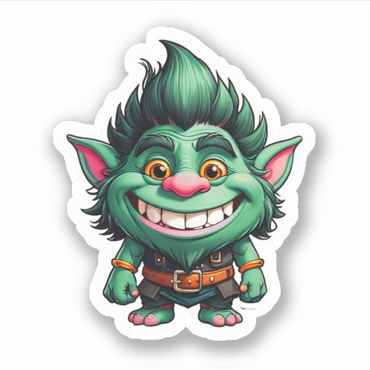 Happy Little Troll Chibi illustratie Sticker (Voorkant)