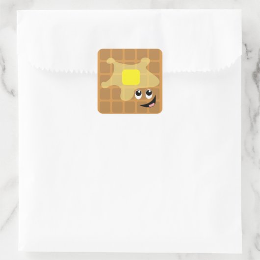 Happy Little Waffle Vierkante Sticker (Tas)