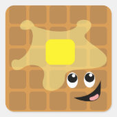 Happy Little Waffle Vierkante Sticker (Voorkant)