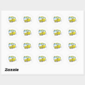 Happy Little Yellow School Bus Ronde Sticker (Vel)