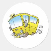 Happy Little Yellow School Bus Ronde Sticker (Voorkant)