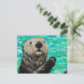 Happy Little Zee Otter Painting Briefkaart (Staand voorkant)