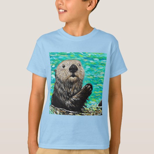 Happy Little Zee Otter Painting T-shirt (Voorkant)