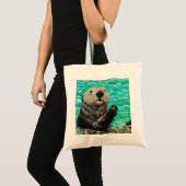 Happy Little Zee Otter Painting Tote Bag (Voorkant (product))