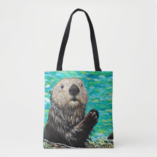Happy Little Zee Otter Painting Tote Bag (Voorkant)