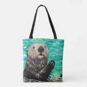 Happy Little Zee Otter Painting Tote Bag (Achterkant)
