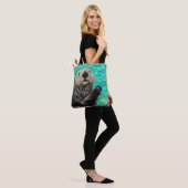 Happy Little Zee Otter Painting Tote Bag (Op model)