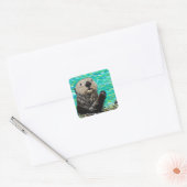 Happy Little Zee Otter Painting Vierkante Sticker (Envelop)
