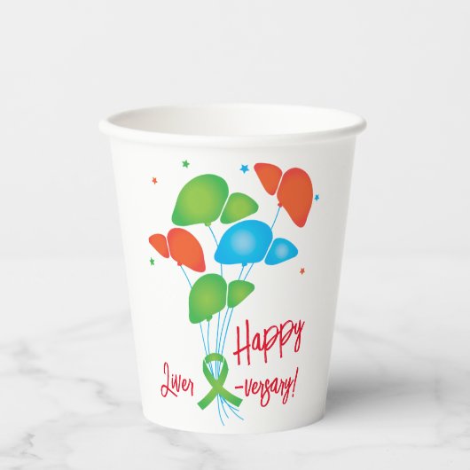 Happy Liver-Day Balloons Transplant Party Papieren Bekers (Voorkant)