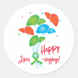 Happy Liver-jarig Transplant Balloons Classic Ro Ronde Sticker