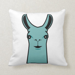 Happy Llama Blauwgroen tekening Kussen