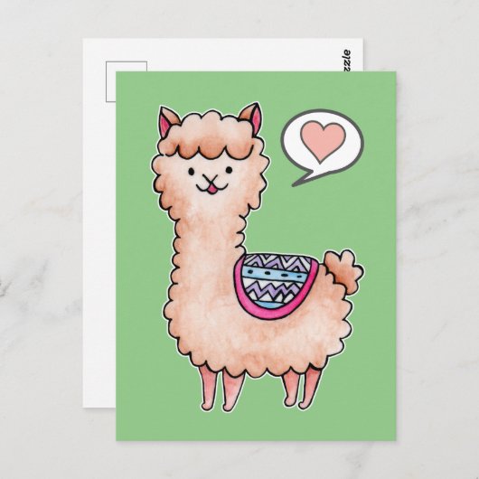 Happy Llama Briefkaart (Voorkant / Achterkant)