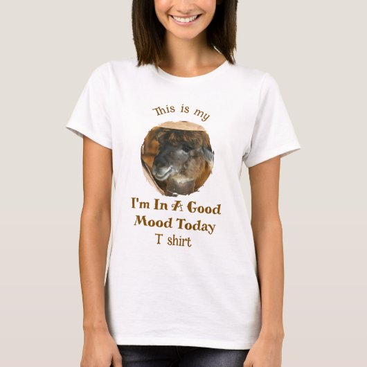 Happy Llama Good Mood Humorous Funny  T-shirt (Voorkant)