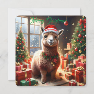 Happy Llama Kerst, Platte Kerst Kaart