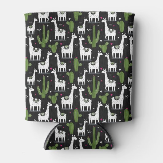 Happy Llama Pattern Blikjeskoeler (Voorkant)