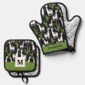 Happy Llama Pattern Ovenwant & Pannenlap Set (Voorkant / Achterkant)