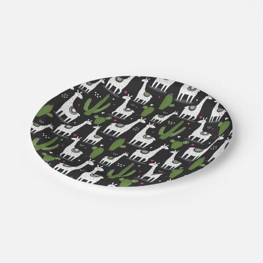 Happy Llama Pattern Papieren Bordje (Gekanteld)