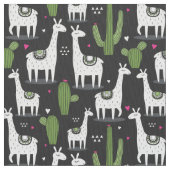 Happy Llama Pattern Stof (Close Up)