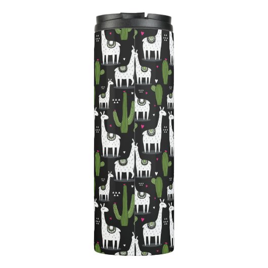 Happy Llama Pattern Thermosbeker (Achterkant)