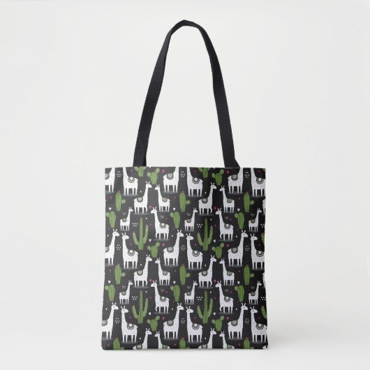 Happy Llama Pattern Tote Bag (Voorkant)