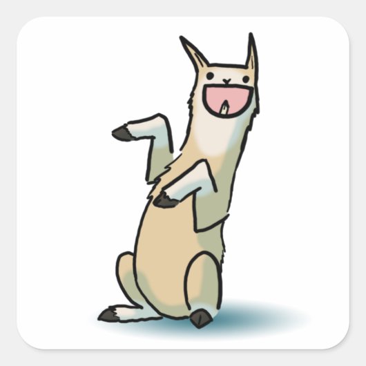 Happy Llama Vierkante Sticker (Voorkant)