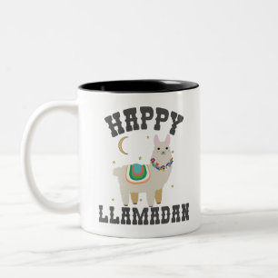 Happy Llamadan Funny Ramadan Cute Alpaca Gift Tweekleurige Koffiemok