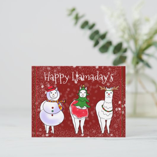 Happy Llamaday's Llama Feestdagenkaart (Staand voorkant)