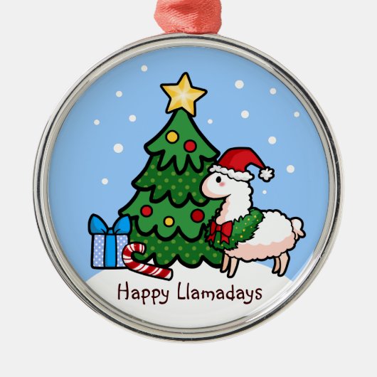 Happy Llamadays Metalen Ornament (Voorkant)