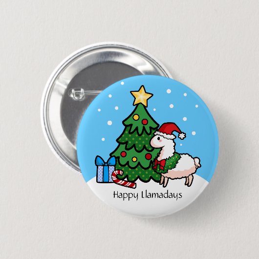 Happy Llamadays Ronde Button 5,7 Cm (Voorkant /achterkant)
