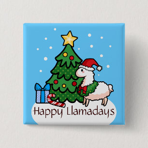Happy Llamadays Vierkante Button 5,1 Cm