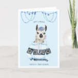 Happy Llamakah | Funny Llama Hanukkah-kaart Feestdagen Kaart<br><div class="desc">Ik noem hem Yiddish de Llamakah. Hij geniet van baard met alleen de beste vegaanreuzel pomade. Zijn andere hobbies zijn het bemonsteren van kleine stukjes eikenhout van manischewitz, handgerold challah-brood en het luisteren naar een grote alt-folkspeldenningle. Hij heeft het maar één keer geprobeerd, maar het maakte hem te paranoïde, dus...</div>