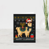 Happy Llamakah Funny Ugly Hanukkah Sweater Llama P Kaart (Voorkant)