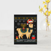 Happy Llamakah Funny Ugly Hanukkah Sweater Llama P Kaart (Gele Bloem)