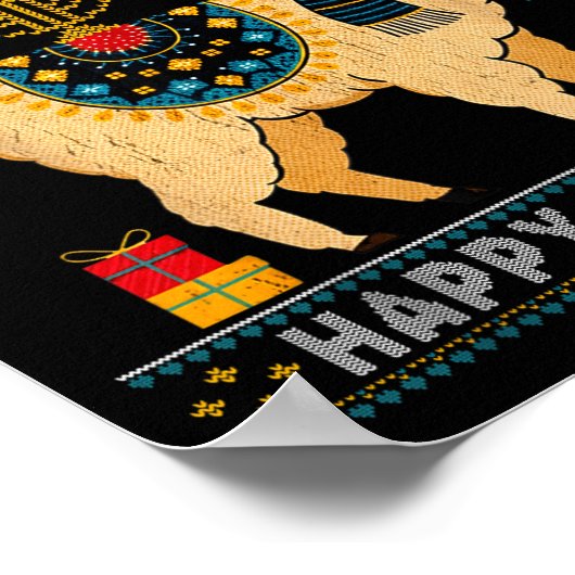 Happy Llamakah Funny Ugly Hanukkah Sweater Llama P Poster (Hoek)