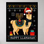 Happy Llamakah Funny Ugly Hanukkah Sweater Llama P Poster (Voorkant)