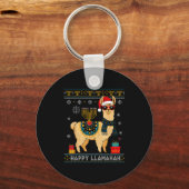 Happy Llamakah Funny Ugly Hanukkah Sweater Llama P Sleutelhanger (Voorkant)