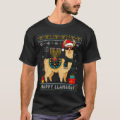 Happy Llamakah Funny Ugly Hanukkah Sweater Llama P T-shirt (Voorkant)