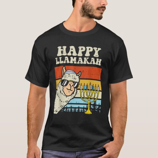 Happy Llamakah Jewish Llama Funny Hanukkah Pajamas T-shirt (Voorkant)