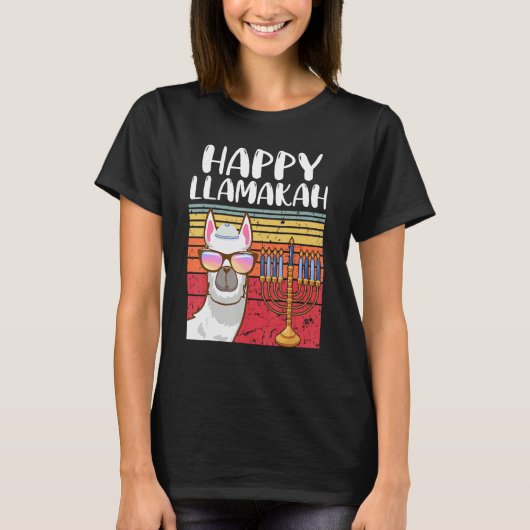 Happy Llamakah Jewish Llama Hanukkah Pajamas Cha T-shirt (Voorkant)