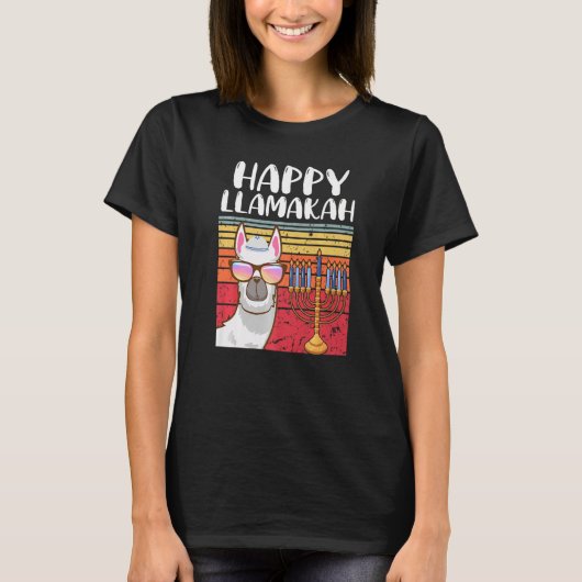 Happy Llamakah Jewish Llama  Hanukkah Pajamas Chan T-shirt (Voorkant)