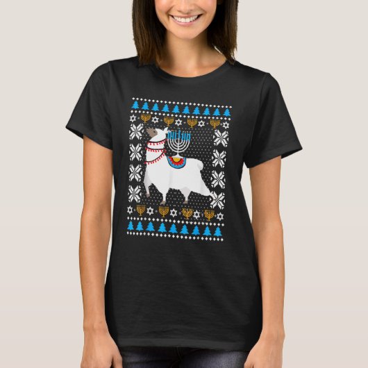 Happy Llamakah Llama Hanukkah Ugly Sweater T-shirt (Voorkant)